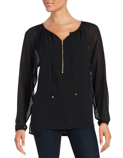 michael kors zip up blouse|michael kors tops for women.